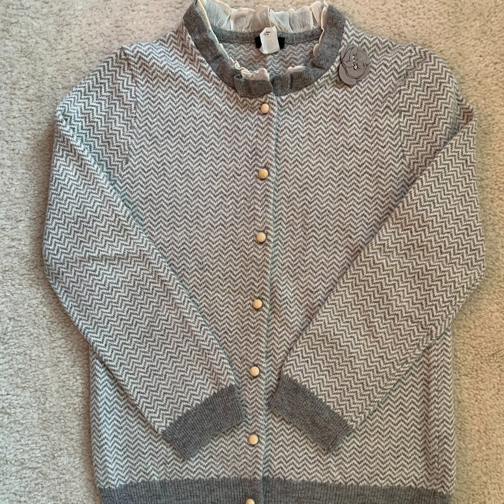 J. Crew Dream Ruffle Herringbone Cardigan, Size XS